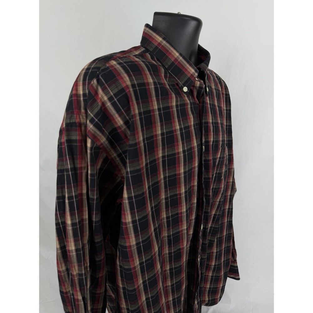 Nautica Shirt Men's XXL Button Down Black Red Cotton - Picture 4 of 6